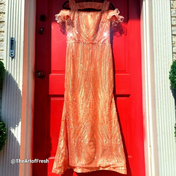 Dresses | Long Sparkling Luxe Cold Shoulder Tangerine Prom Party Formal Dress | Poshmark Dresses | Long Sparkling Luxe Cold Shoulder Tangerine Prom Party Formal Dress | Poshmark